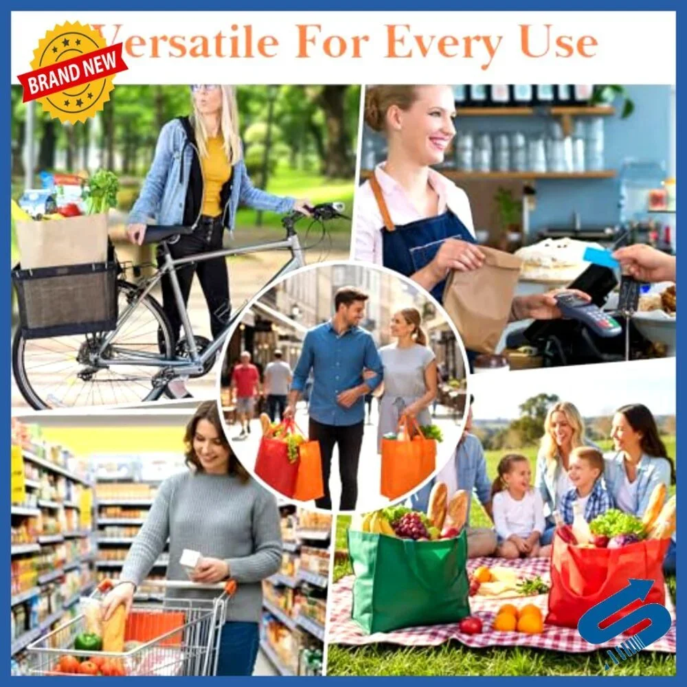 Heavy Duty Reusable Grocery Totes Foldable Washable Large Capacity Storage